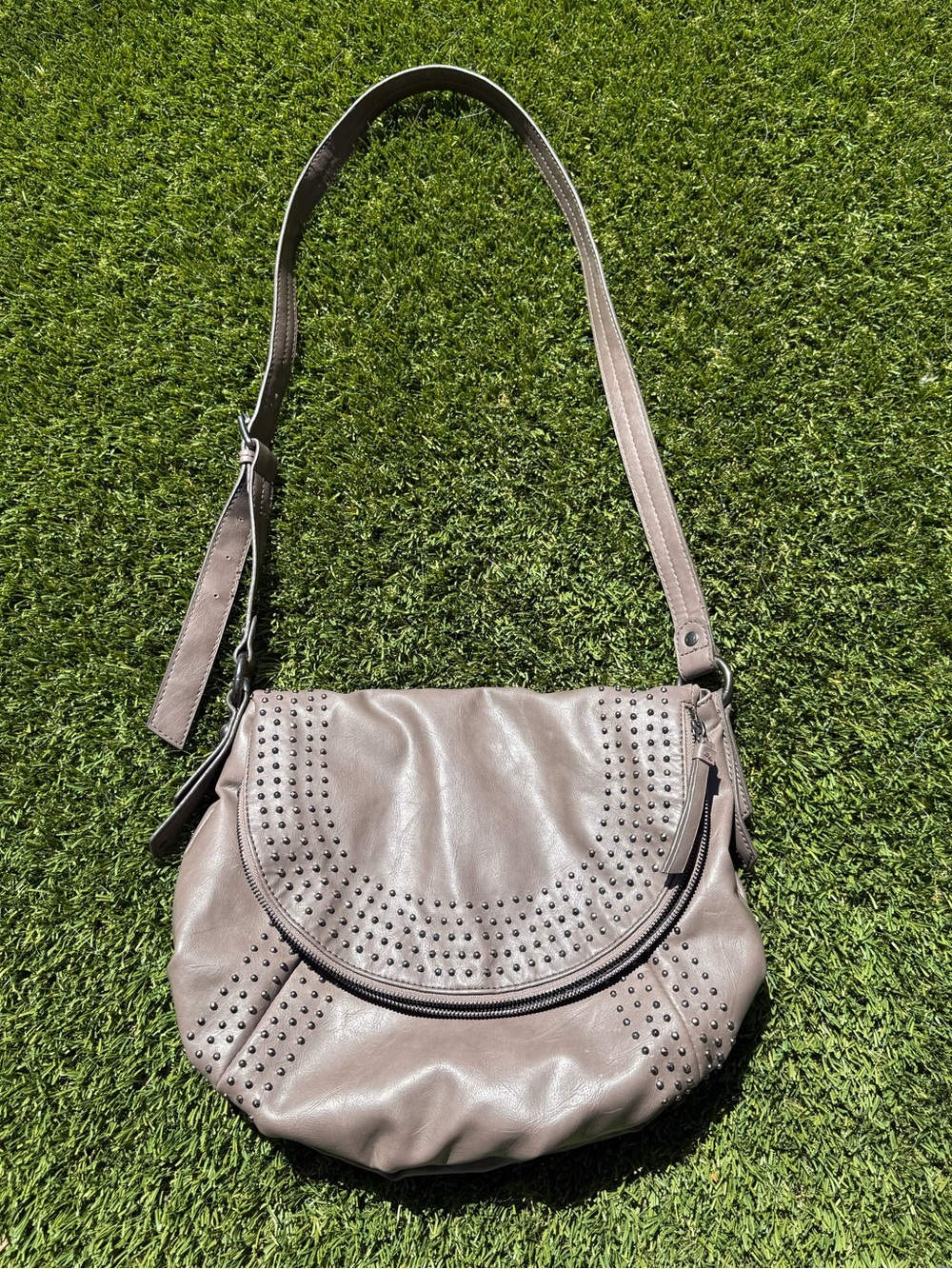 Nine West Studded Taupe Crossbody Shoulder Bag - Women